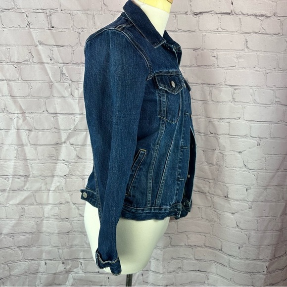 GAP Blue Trucker denim Jean Jacket Contrasting Stitching sz XS icon JKT cotton - Picture 2 of 8